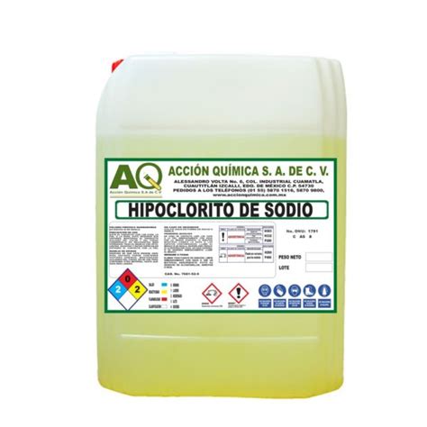 Diagrama de la acción desinfectante del hipoclorito de sodio