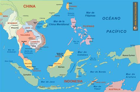 Mapa del Sudeste Asiático mostrando el hábitat natural de los peces Betta