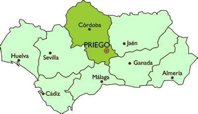 Mapa de Priego de Córdoba con zonas de olivar