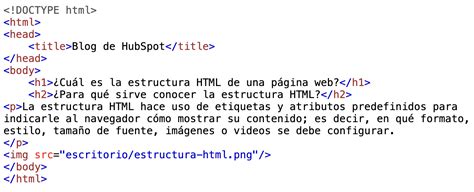Ejemplo de código HTML con errores estructurales resaltados.