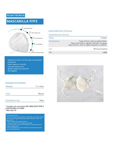 Diagrama de las capas de una mascarilla FFP3