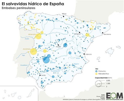 Mapa de España con la ubicación de plantas depuradoras (ejemplo conceptual)