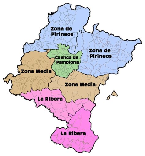 Mapa de Navarra con zonas de dureza del agua