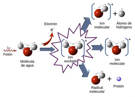 Infografía mostrando el proceso de ionización del agua