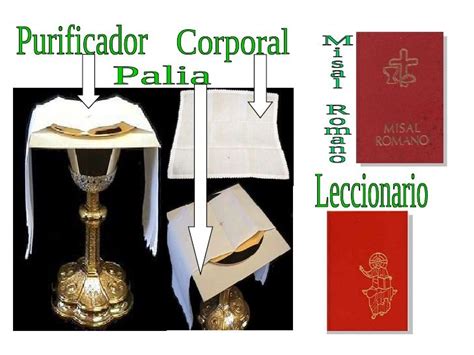 Diagrama comparativo de los tamaños y formas del corporal, la palia, el purificador y el manutergio