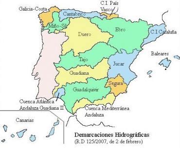Mapa de cuencas hidrográficas de España