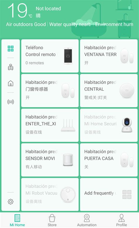 Interfaz de la aplicación Mi Home/Xiaomi Home mostrando el control de un purificador