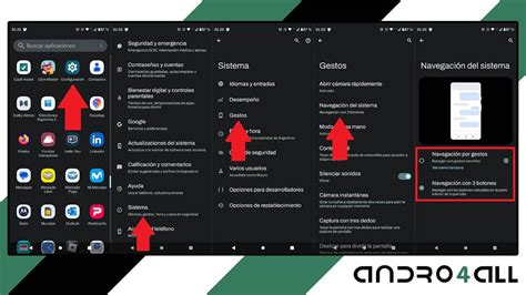 Interfaz de Configuración de Android con el menú