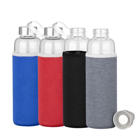 Botella de vidrio de borosilicato con funda