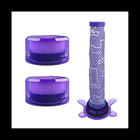 Ilustración mostrando la ubicación del prefiltro y posfiltro en una aspiradora Dyson