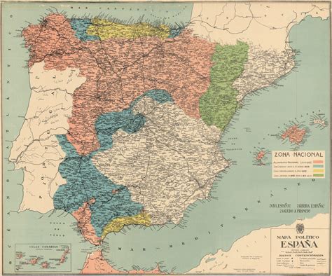 Mapa de España de la época de la Guerra Civil