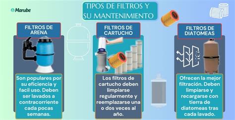 Infografía comparativa de tipos de filtros de piscina