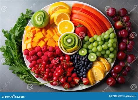 Imagen de un plato colorido con frutas, verduras y semillas