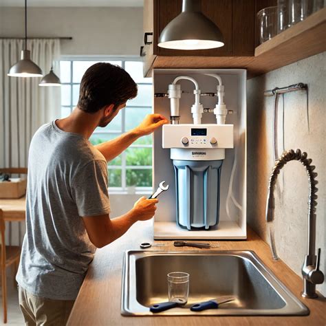 Ilustración de un filtro de agua instalado bajo el fregadero