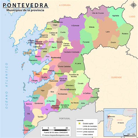 Mapa de la Ría de Pontevedra con zonas protegidas