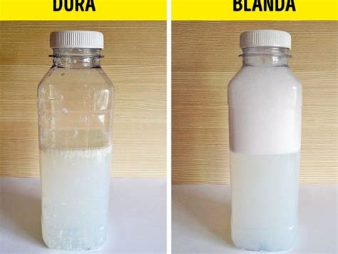 Comparativa visual de agua dura y agua blanda