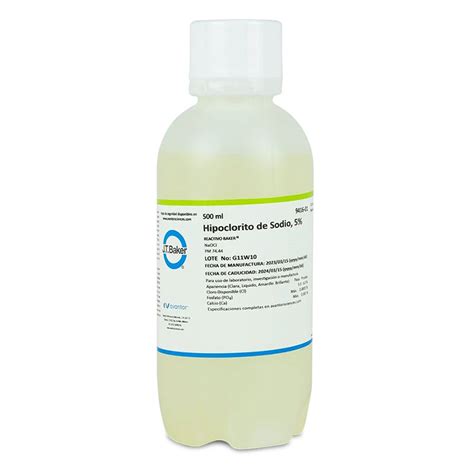 Botella de hipoclorito de sodio