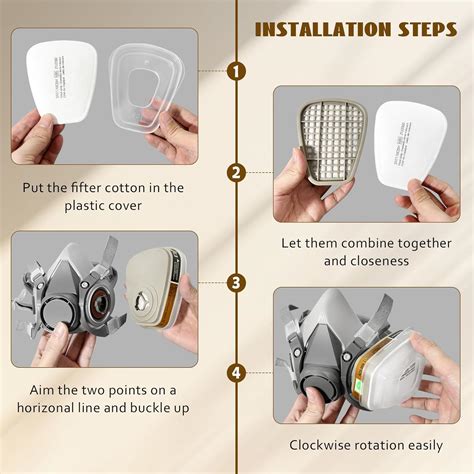 Ilustración de una media máscara de gas con filtros
