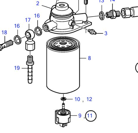 Ilustración esquemática de un filtro de gasoil con su sensor de agua