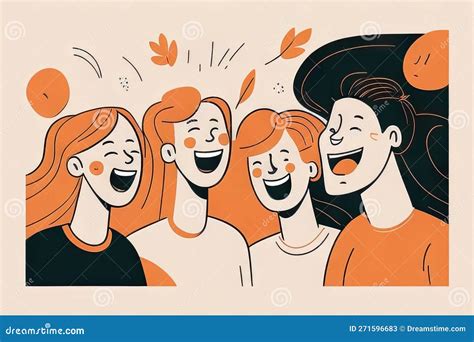 Ilustración de personas riendo mientras usan una aplicación de videollamada falsa