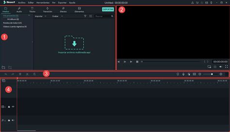 Captura de pantalla de la interfaz de Filmora mostrando opciones de edición de video