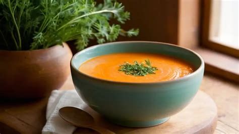 Un tazón humeante de crema de verduras colorida