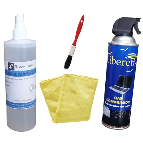 Kit de limpieza para ordenadores con alcohol isopropílico, paños y aire comprimido