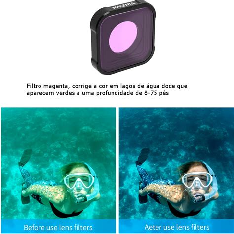 Filtro magenta GoPro en una carcasa submarina