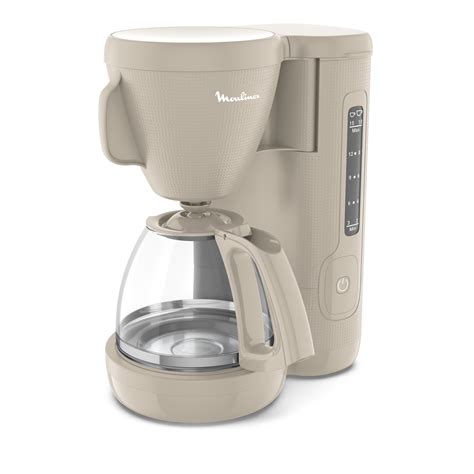 Primer plano del soporte de filtro giratorio y extraíble de una cafetera Moulinex Principio
