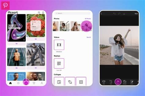 Captura de pantalla mostrando la biblioteca de fotos en Picsart