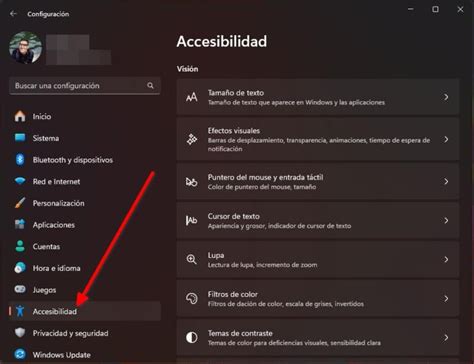 Interfaz de configuración de accesibilidad en un teléfono Samsung