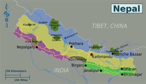 Mapa de las principales regiones de trekking en Nepal