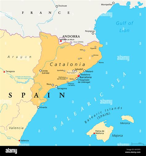 Mapa de Cataluña con la ubicación de Barcelona y Subirats