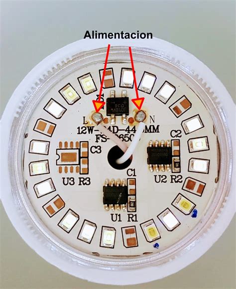 Diagrama que muestra la estructura de un foco LED PAR56
