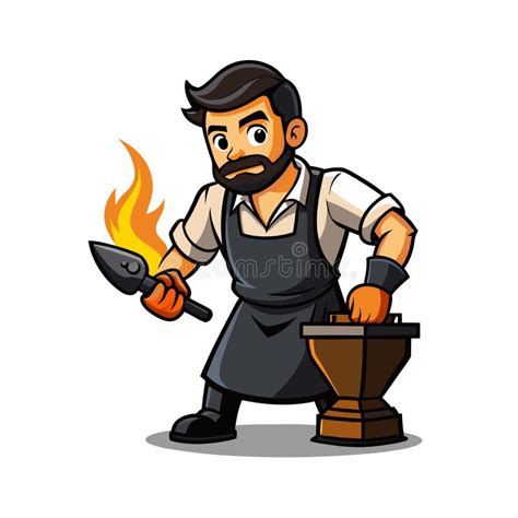 Ilustración de un fundidor trabajando con fuego