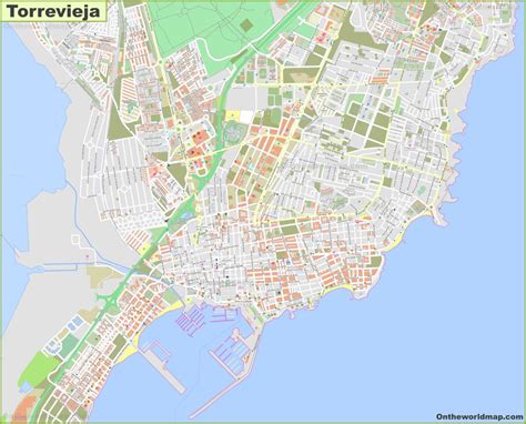 Mapa de Torrevieja y alrededores con puntos de interés para servicios de agua