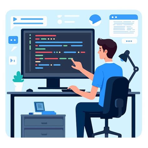 Ilustración de un programador depurando código en Visual Studio