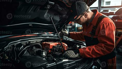 Mecánico trabajando en un motor de coche
