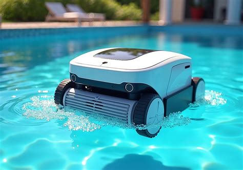 Robot limpiafondos trabajando en una piscina liner