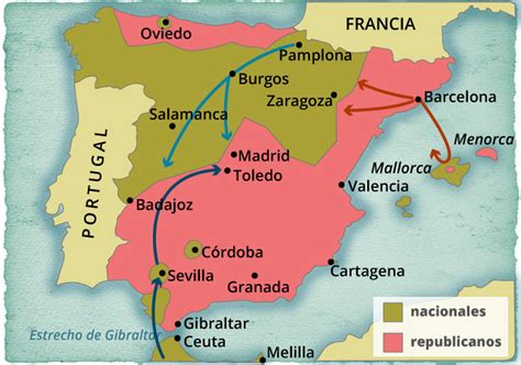 Mapa de España durante la Guerra Civil