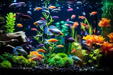 Acuario con peces de colores