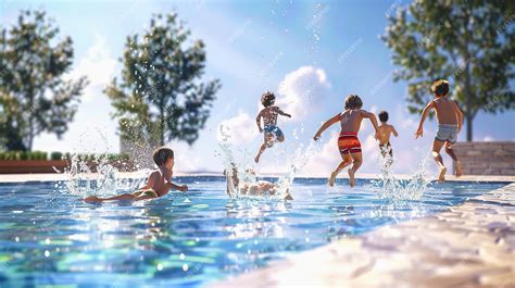 Niños jugando en una piscina desmontable