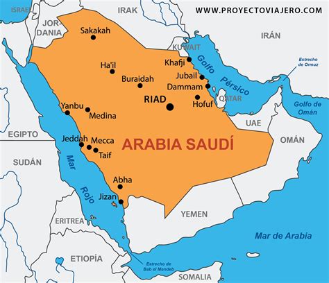 Mapa de Arabia Saudí con plantas desalinizadoras