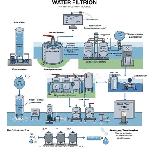 Infografía mostrando las etapas de filtración del agua en un sistema Filpur