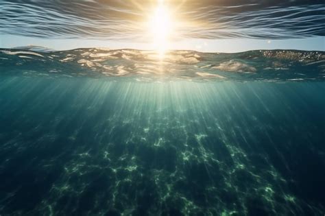 Rayos de sol bajo el agua