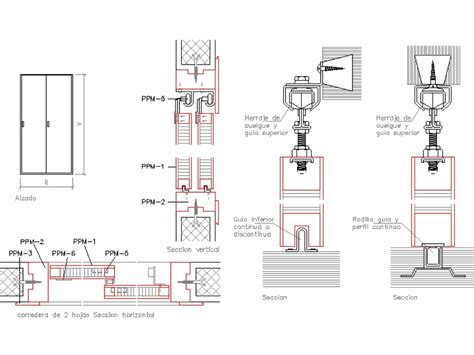 Perfil de hoja central de puerta corredera