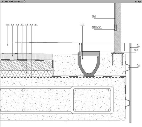 Detalle de canal de drenaje en perfil de ventana