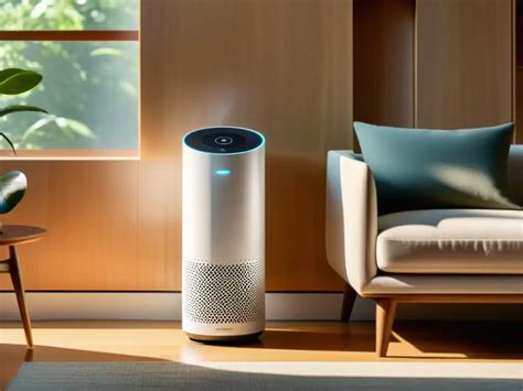 Purificador de aire moderno en una sala de estar luminosa