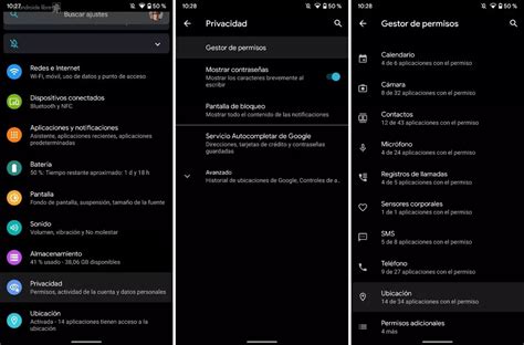 Captura de pantalla del menú de Ajustes de Android mostrando la opción