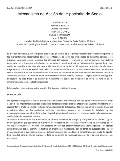 Diagrama del mecanismo de acción del hipoclorito de sodio